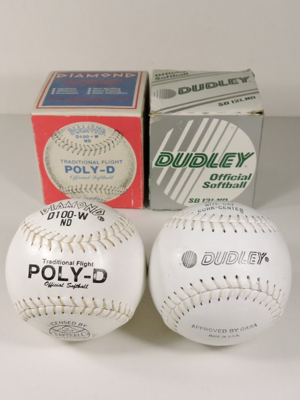 2 Official Softball - Diamond D100-W & Dudley SB-12LND - New In Box
